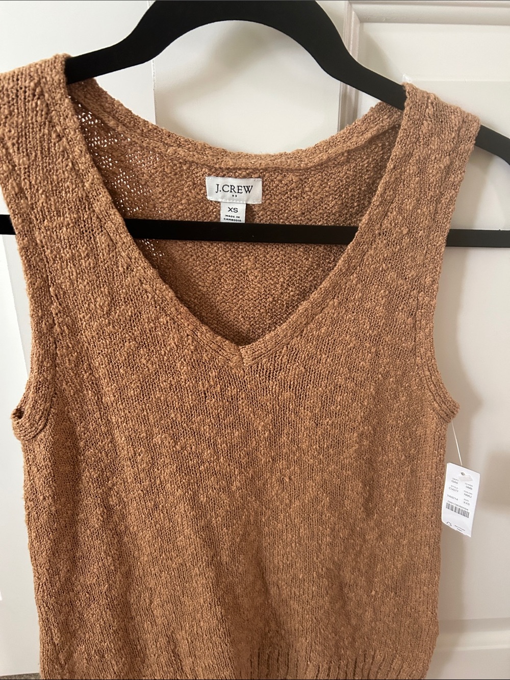 J. Crew Textured V-Neck Knit Tank in Camel